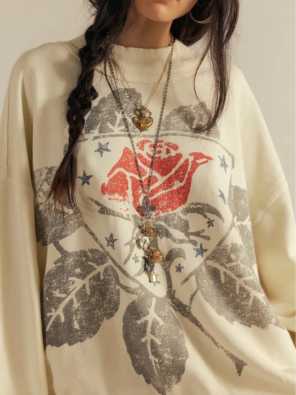 Free People We The Free Palm Spring Turtleneck Graphic Pullover